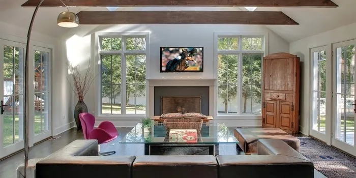 Large Marvin windows in a sunlit living room